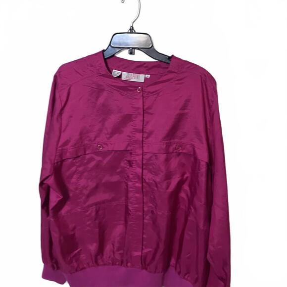 Sweaters - Josephine Vibrant Fuchsia Button-Up Silky Lightweight Women's Blouse 3X